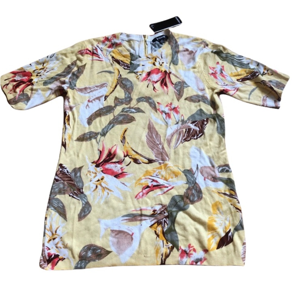 Premise yellow floral pattern blouse extra small